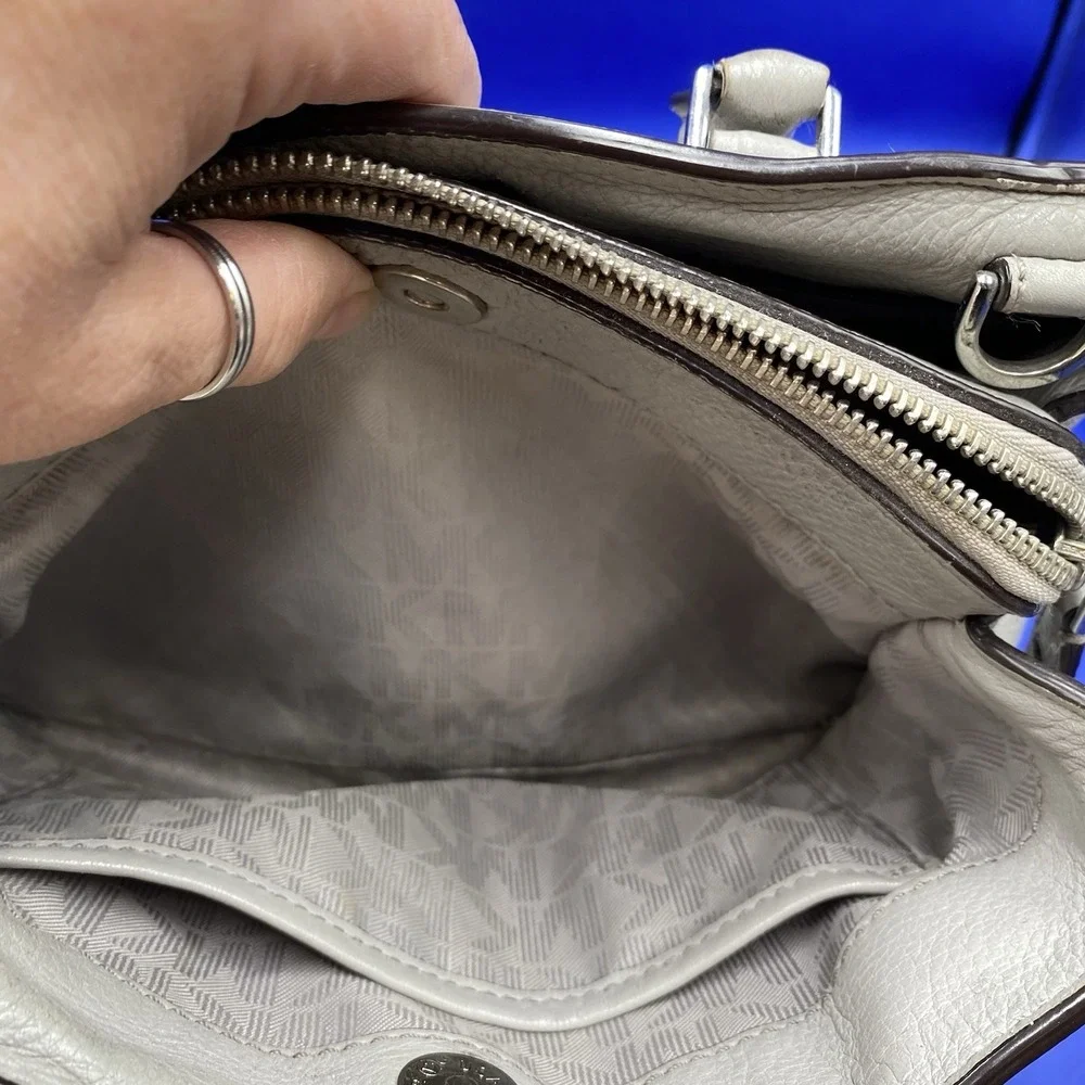 Michael Kors  Camille Small Pebbled Gray Leather Satchel Handbag